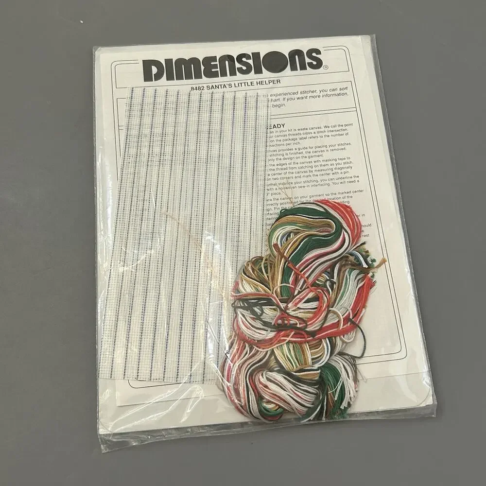 Dimensions Counted Cross Kit Santa’s Little Helper Waste Canvas Design Vtg 1995